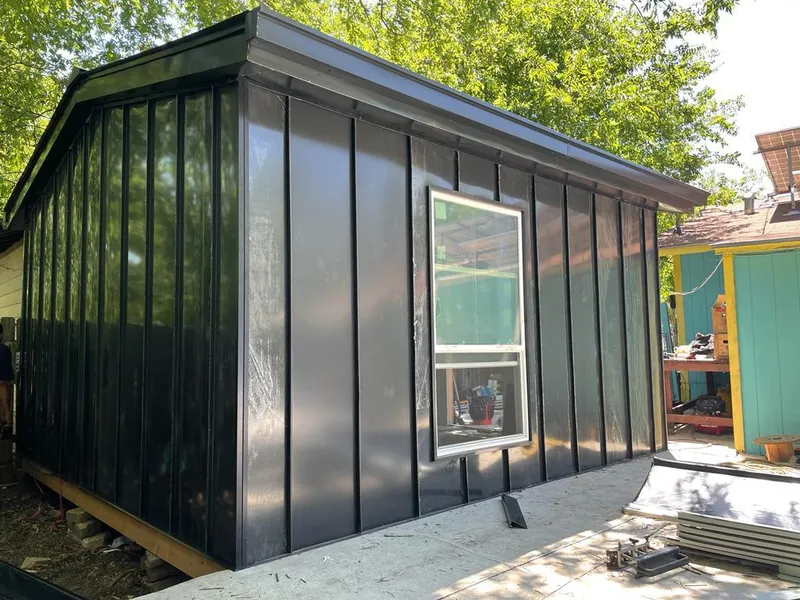 Black standing seam metal wall panels for Metal Roof Installation in Galion